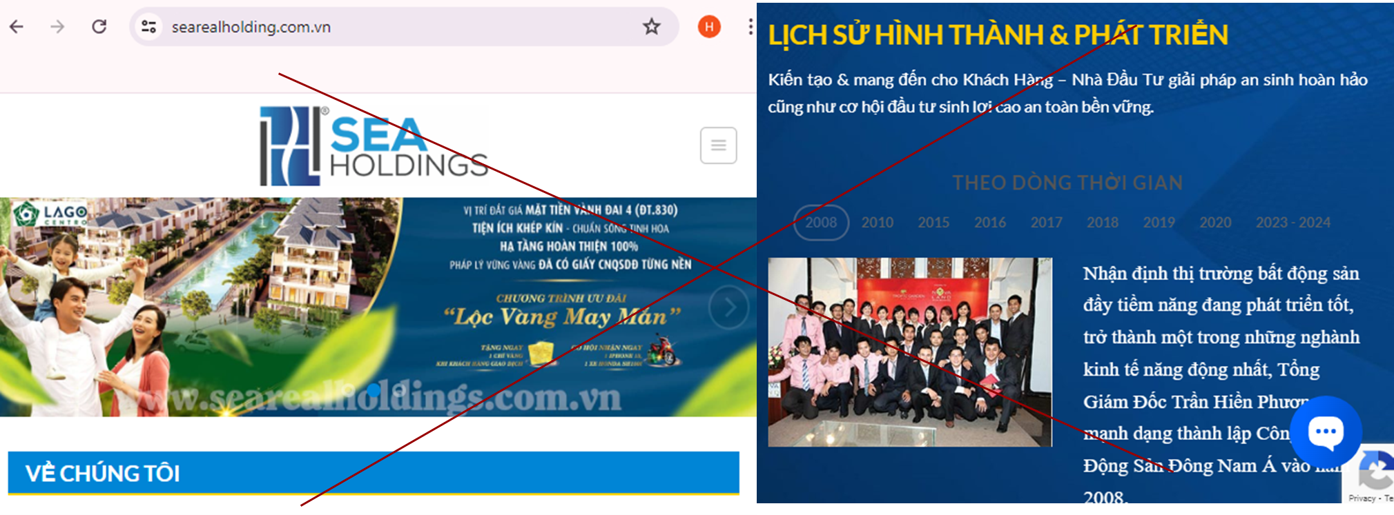 Website mạo danh chủ đầu tư Seaholdings lừa đảo