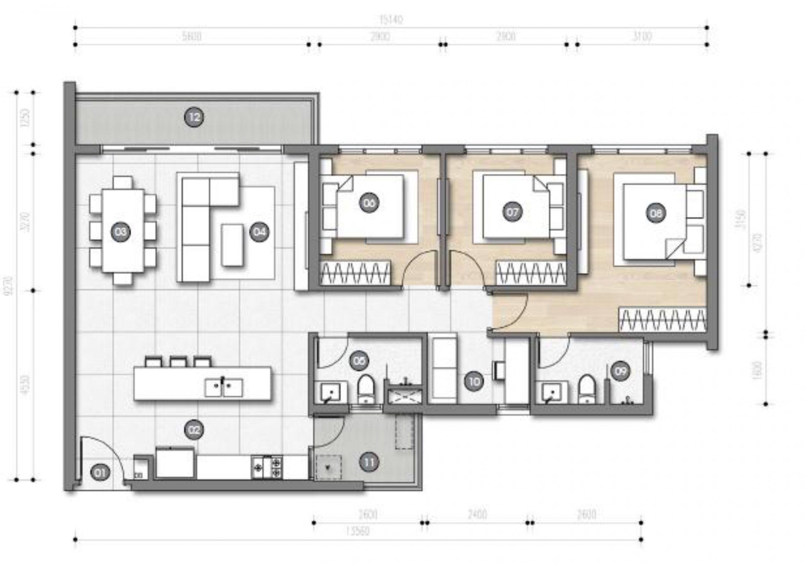 Dự án Palm Heights Quận 2 7 Căn 3 Phòng ngủ